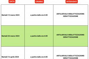 CALENDARIO DI INTERVENTI DI SANIFICAZIONE AMBIENTALE 2024 STATTE