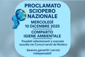 Proclamato Sciopero Nazionale del Comparto Igiene Ambientale – Mercoledì 10 dicembre 2025