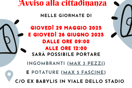 Giornate di Raccolta straordinaria di ingombranti e potature
